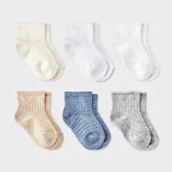 Baby 6pk Waffle Ribbed Ankle Socks - Cat & Jack™ 12-24M