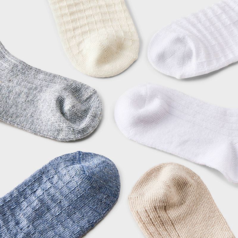 slide 3 of 3, Toddler 6pk Waffle Ribbed Ankle Socks - Cat & Jack™ 4T-5T, 6 ct