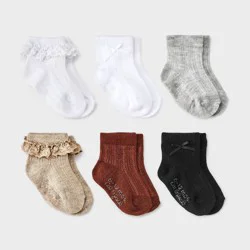 Baby Girls' 6pk Ruffle Bow Ankle Socks - Cat & Jack™ 12-24M