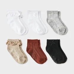 Toddler Girls' 6pk Ruffle Bow Ankle Socks - Cat & Jack™ 2T-3T
