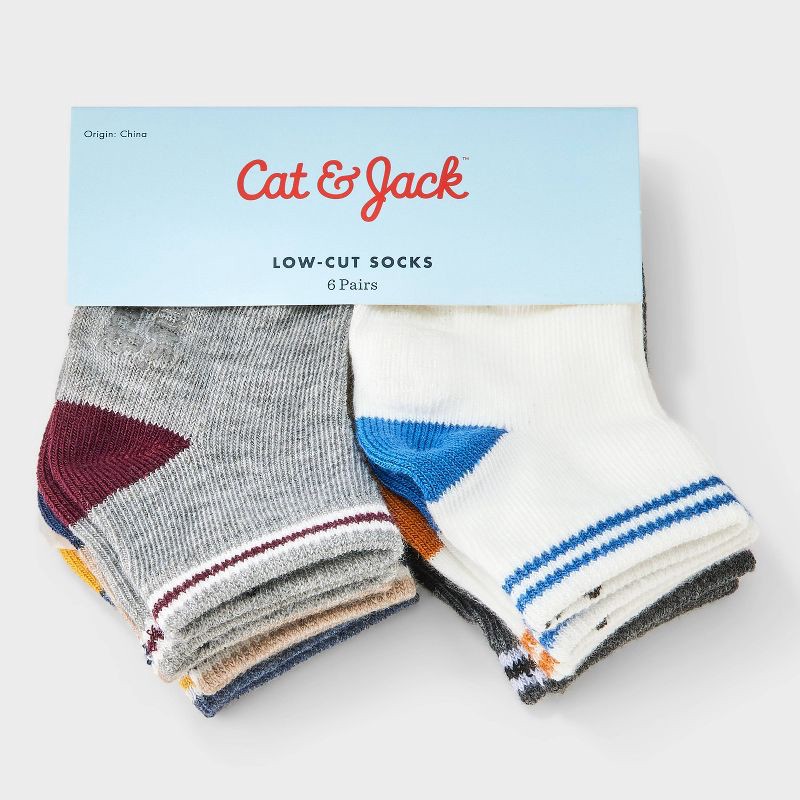 slide 2 of 3, Baby Boys' 6pk Colorblock Ankle Socks - Cat & Jack™ 6-12M, 6 ct