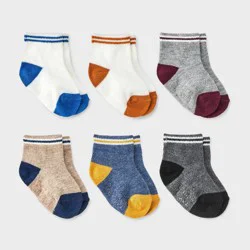 Baby Boys' 6pk Colorblock Ankle Socks - Cat & Jack™ 6-12M