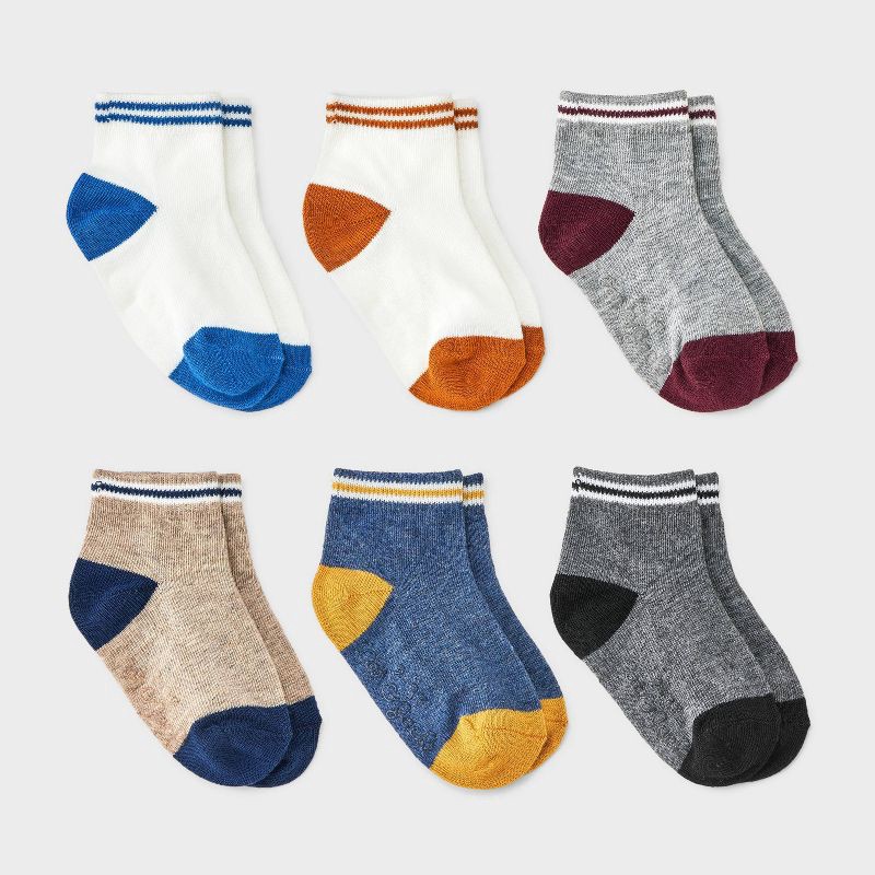 slide 1 of 3, Toddler Boys' 6pk Colorblock Ankle Socks - Cat & Jack™ 2T-3T, 6 ct
