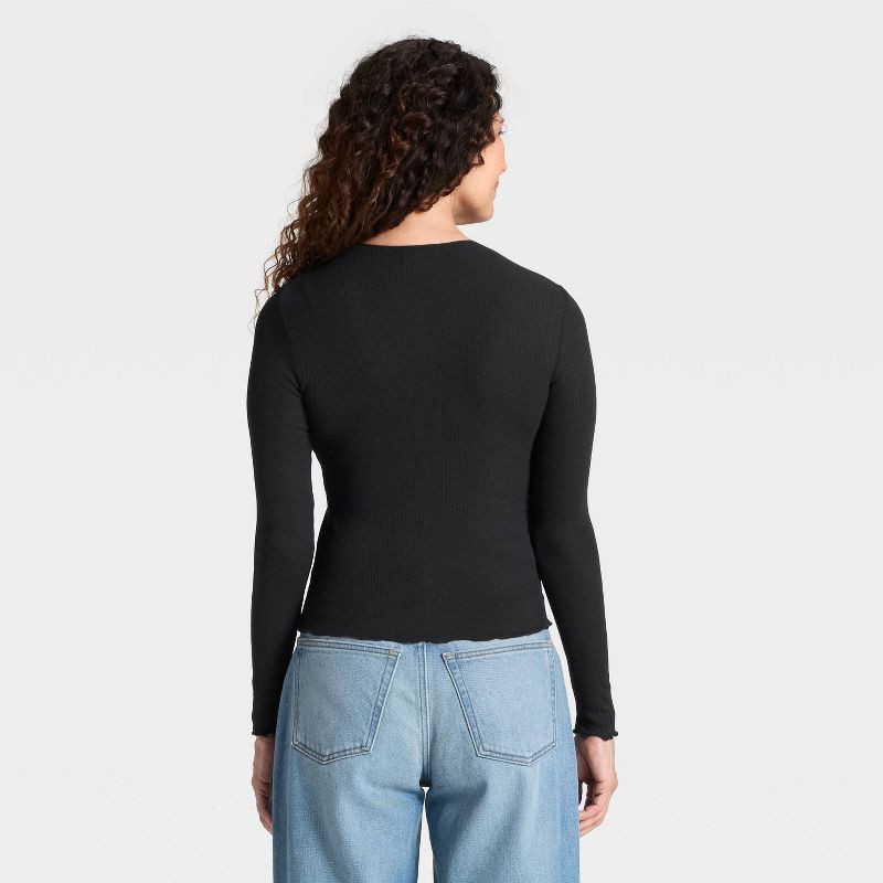 slide 2 of 4, Women's Ribbed Button-Down Cardigan - Universal Thread™ Black S, 1 ct