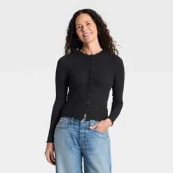 Women's Ribbed Button-Down Cardigan - Universal Thread™ Black L