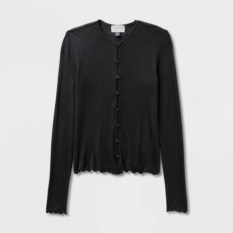 slide 4 of 4, Women's Ribbed Button-Down Cardigan - Universal Thread™ Black XL, 1 ct