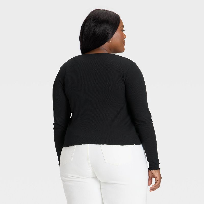 slide 2 of 3, Women's Ribbed Button-Down Cardigan - Universal Thread™ Black XXL, 1 ct