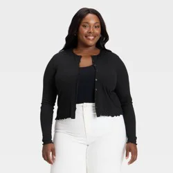 Women's Ribbed Button-Down Cardigan - Universal Thread™ Black XXL