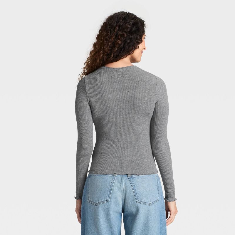 slide 2 of 4, Women's Ribbed Button-Down Cardigan - Universal Thread™ Dark Heather Gray M, 1 ct