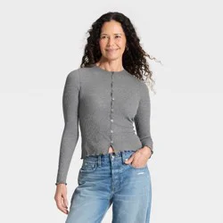 Women's Ribbed Button-Down Cardigan - Universal Thread™ Dark Heather Gray XL