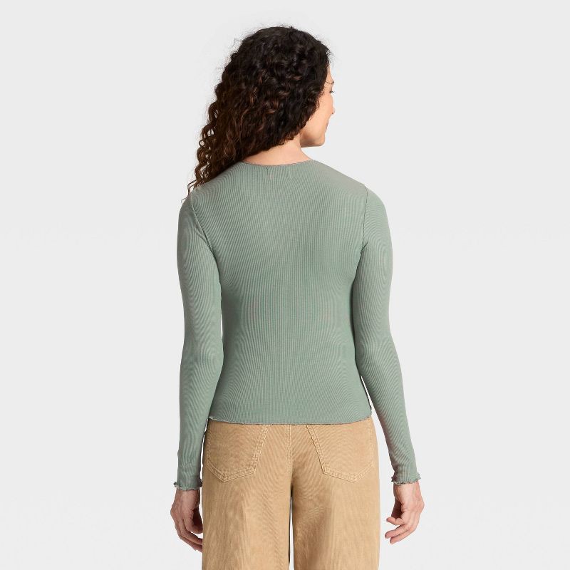 slide 2 of 4, Women's Ribbed Button-Down Cardigan - Universal Thread™ Green XL, 1 ct
