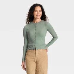 Women's Ribbed Button-Down Cardigan - Universal Thread™ Green XL