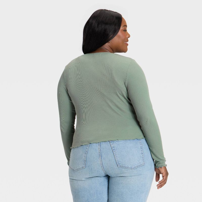 slide 2 of 3, Women's Ribbed Button-Down Cardigan - Universal Thread™ Green XXL, 1 ct