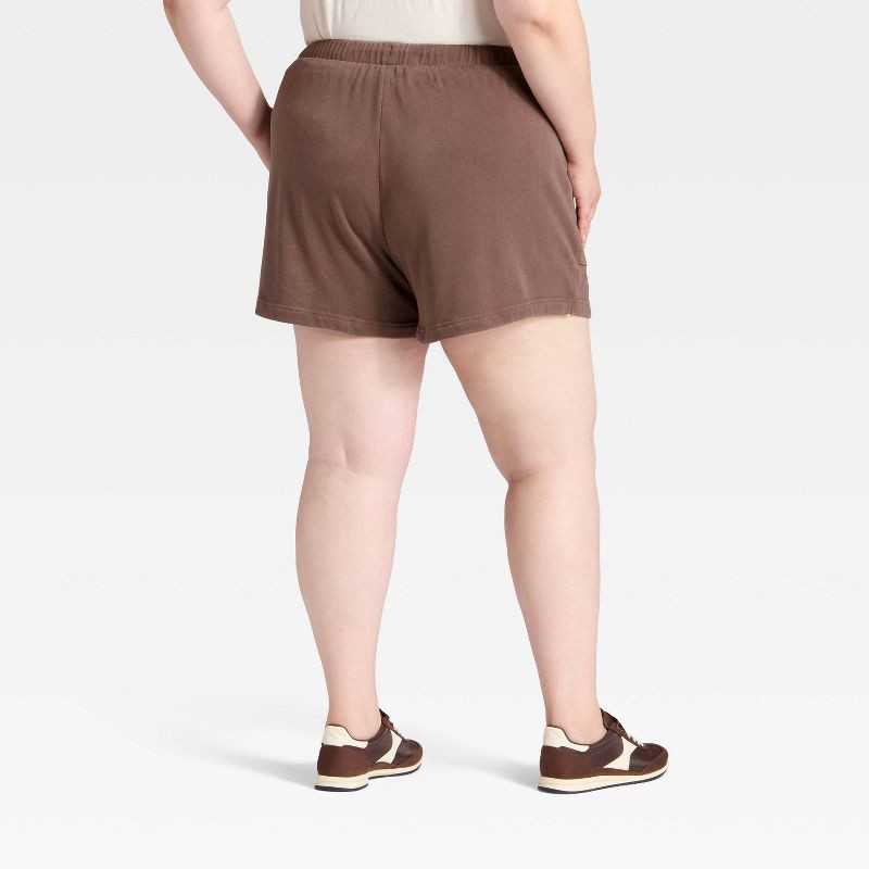 slide 2 of 3, Women's Mid-Thigh Fleece Shorts - Universal Thread™ Brown XXL, 1 ct