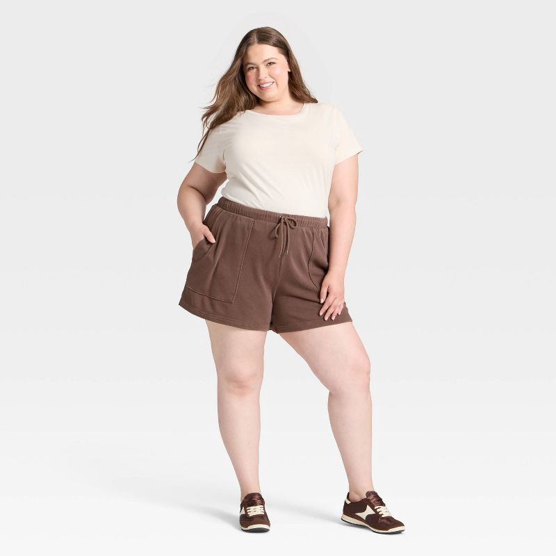 slide 3 of 3, Women's Mid-Thigh Fleece Shorts - Universal Thread™ Brown XXL, 1 ct