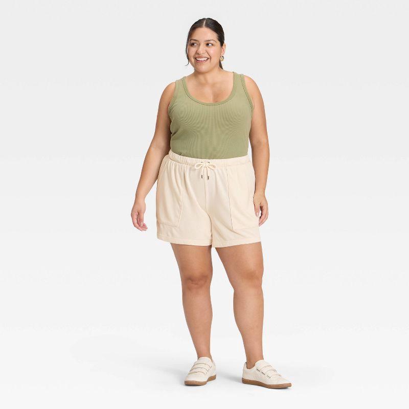 slide 3 of 3, Women's Mid-Thigh Fleece Shorts - Universal Thread™ Cream XXL, 1 ct