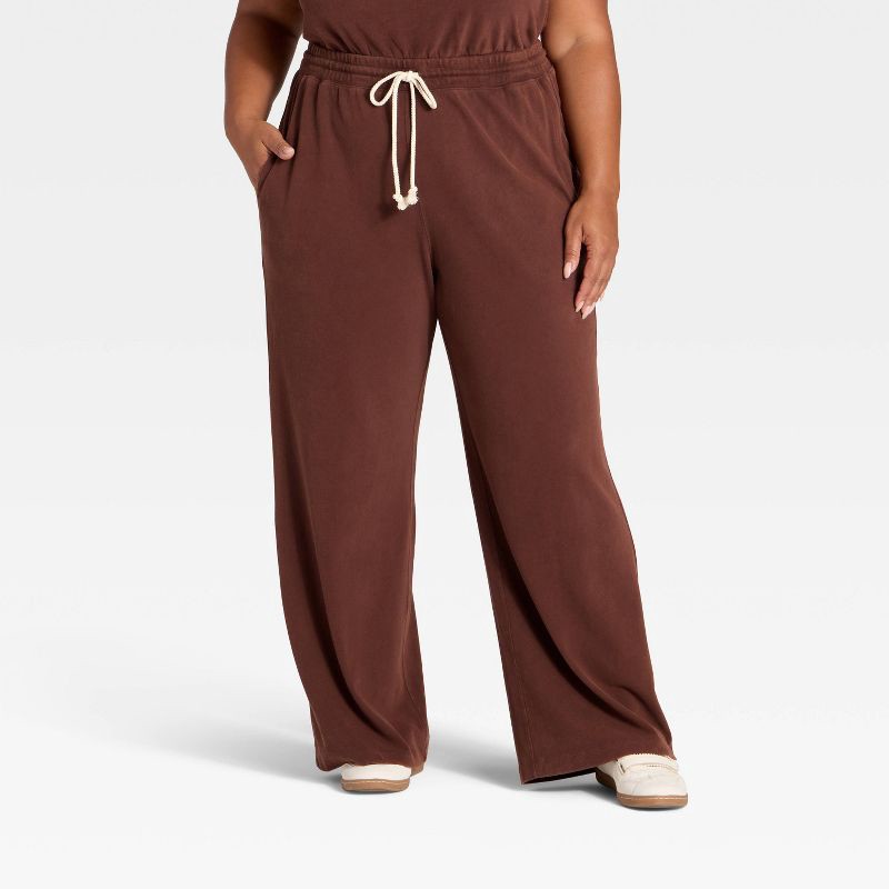 slide 1 of 3, Women's Mid-Rise Relaxed Leg Sweatpants - Universal Thread™ Brown XXL, 1 ct