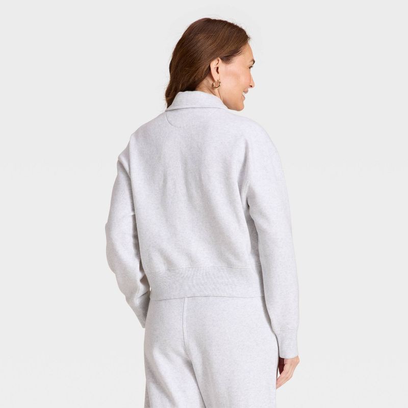 slide 2 of 3, Women's Fleece Polo Sweatshirt - Universal Thread™ Heather Gray XS, 1 ct