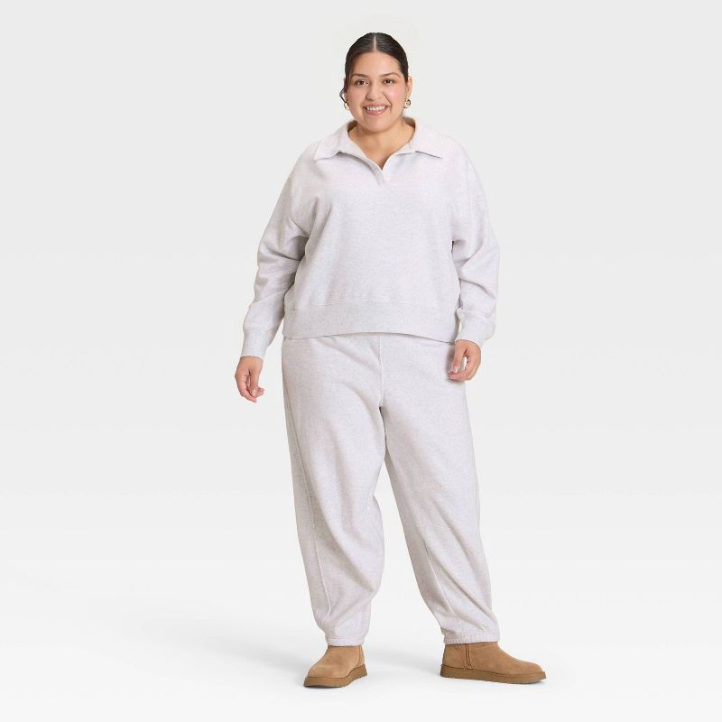 slide 3 of 3, Women's Fleece Polo Sweatshirt - Universal Thread™ Heather Gray XXL, 1 ct