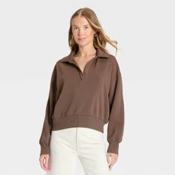 Women's Fleece Polo Sweatshirt - Universal Thread™ Brown L