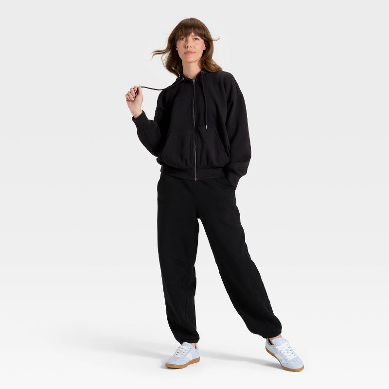 slide 3 of 3, Women's Zip-Up Hoodie Sweatshirt - Universal Thread™ Black M, 1 ct