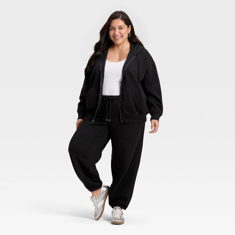 slide 3 of 3, Women's Zip-Up Hoodie Sweatshirt - Universal Thread™ Black XXL, 1 ct