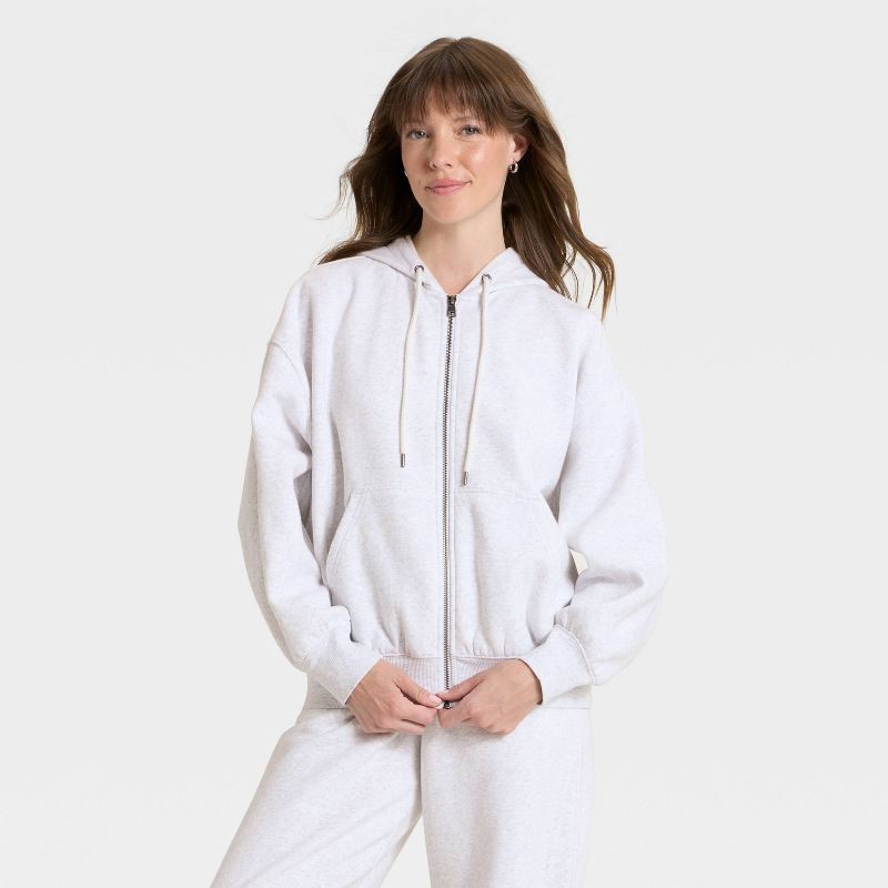 slide 1 of 3, Women's Zip-Up Hoodie Sweatshirt - Universal Thread™ Light Heather Gray M, 1 ct