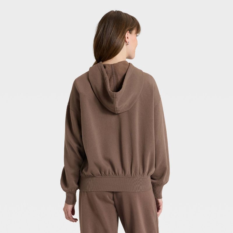slide 2 of 3, Women's Zip-Up Hoodie Sweatshirt - Universal Thread™ Brown L, 1 ct