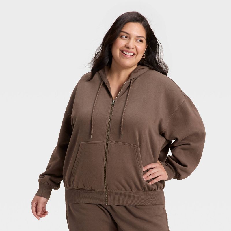 slide 1 of 3, Women's Zip-Up Hoodie Sweatshirt - Universal Thread™ Brown XXL, 1 ct