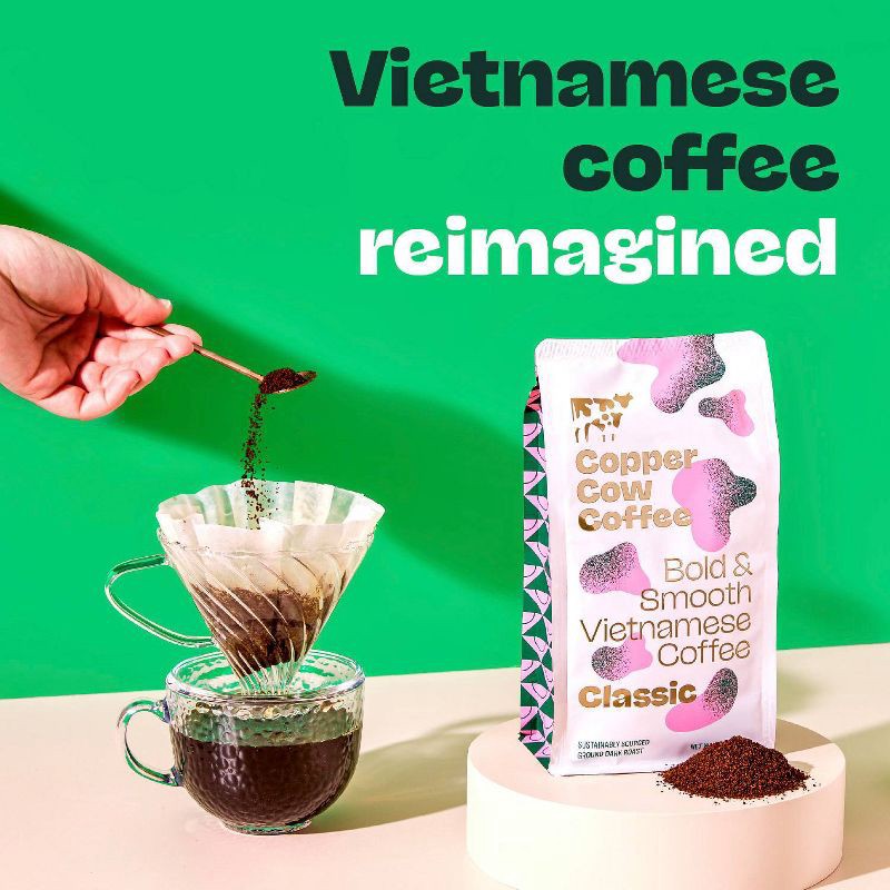 slide 7 of 10, COPPER COW COFFEE Classic Organic Vietnamese Dark Roast Ground Coffee - 12oz, 12 oz