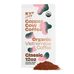 COPPER COW COFFEE Classic Organic Vietnamese Dark Roast Ground Coffee - 12oz