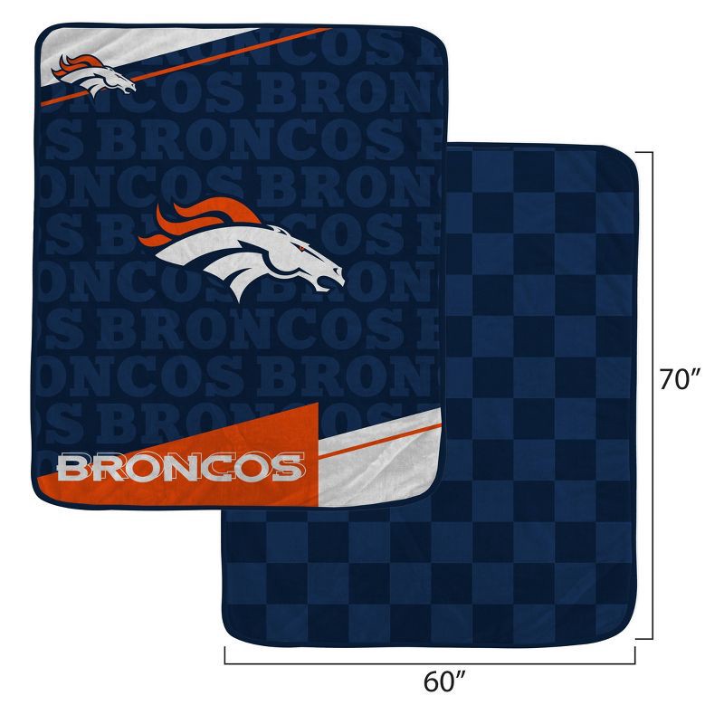 slide 3 of 3, NFL Denver Broncos Diagonal Ghost Checker Double Sided Ultra Cozy Blanket, 1 ct