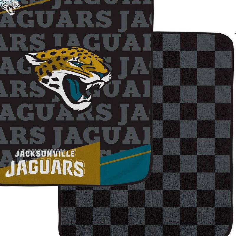 slide 2 of 3, NFL Jacksonville Jaguars Diagonal Ghost Checker Double Sided Ultra Cozy Blanket, 1 ct