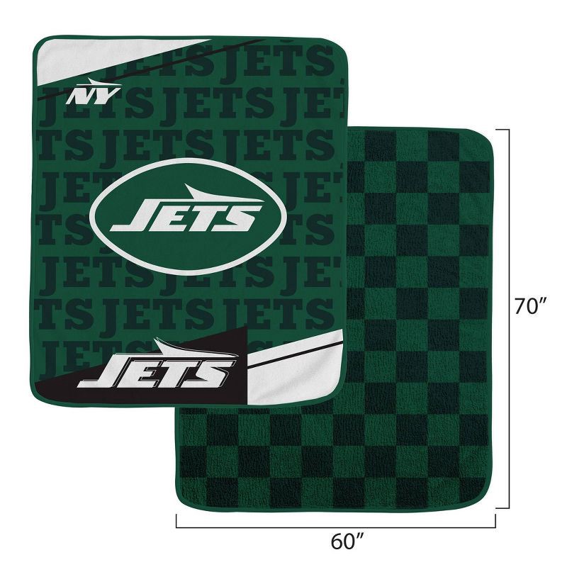 slide 3 of 3, NFL New York Jets Diagonal Ghost Checker Double Sided Ultra Cozy Blanket, 1 ct