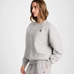 Champion Women's Fleece Pullover Sweatshirt - Heather Gray M