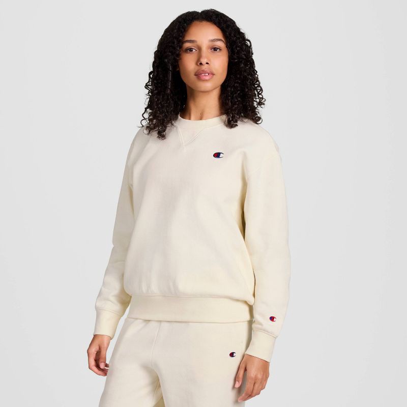 slide 1 of 7, Champion Women's Fleece Pullover Sweatshirt - Cream M, 1 ct