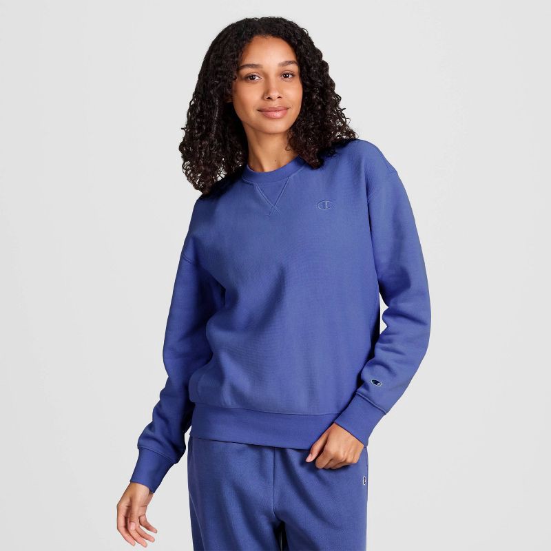 slide 1 of 6, Champion Women's Fleece Pullover Sweatshirt - Blue L, 1 ct
