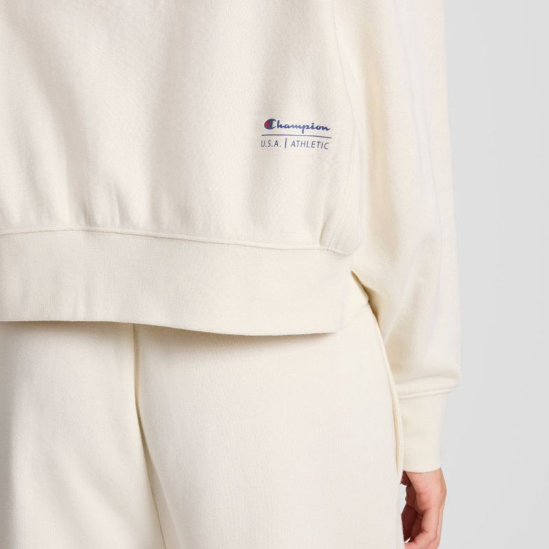 slide 5 of 6, Champion Women's Cropped Fleece Zip-Up Sweatshirt - Cream XS, 1 ct