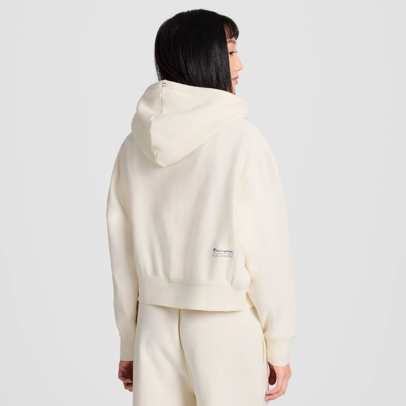 slide 2 of 6, Champion Women's Cropped Fleece Zip-Up Sweatshirt - Cream L, 1 ct