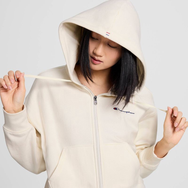 slide 4 of 6, Champion Women's Cropped Fleece Zip-Up Sweatshirt - Cream XXL, 1 ct