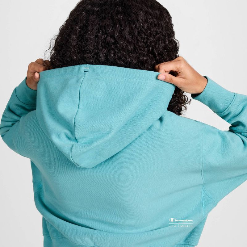 slide 4 of 5, Champion Women's Cropped Fleece Zip-Up Sweatshirt - Teal Blue XS, 1 ct