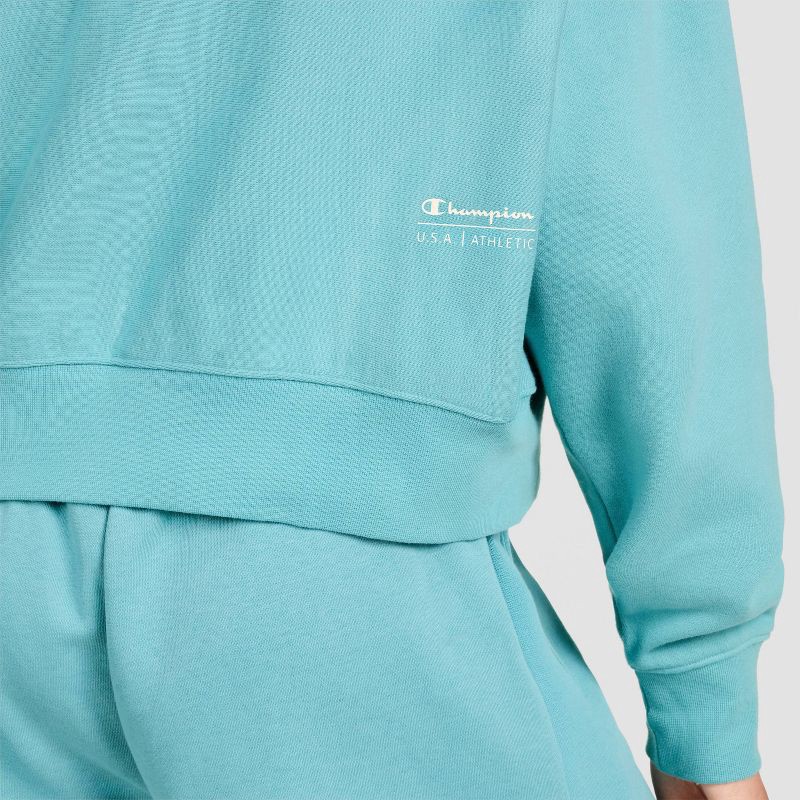 slide 5 of 5, Champion Women's Cropped Fleece Zip-Up Sweatshirt - Teal Blue XS, 1 ct