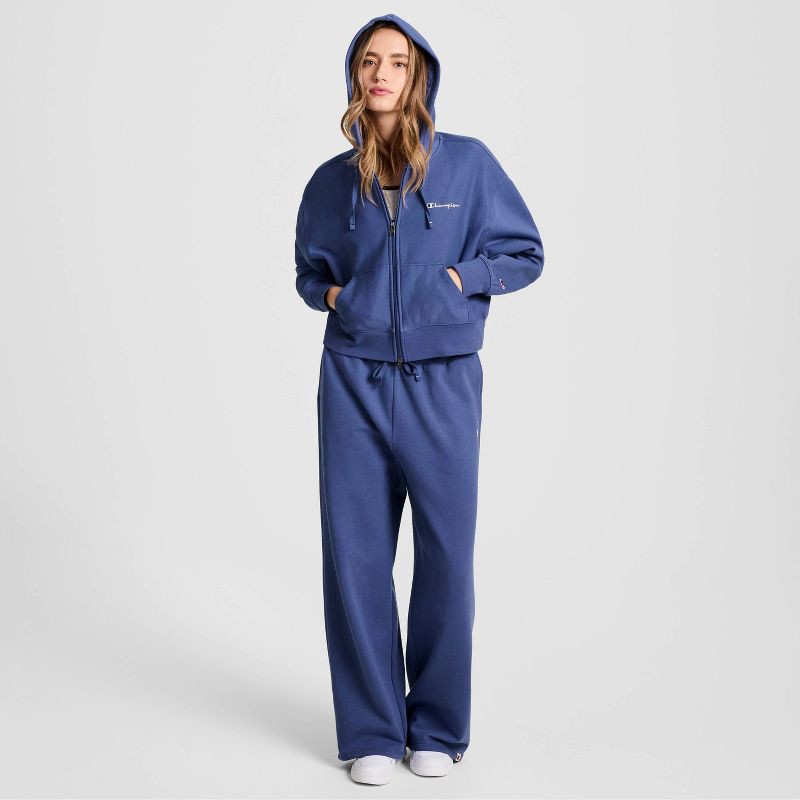 slide 3 of 7, Champion Women's Cropped Fleece Zip-Up Sweatshirt - Blue L, 1 ct