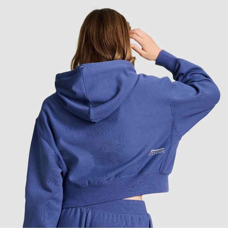 slide 2 of 7, Champion Women's Cropped Fleece Zip-Up Sweatshirt - Blue XL, 1 ct