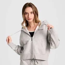 Champion Women's Cropped Fleece Zip-Up Sweatshirt - Light Heather Gray XS