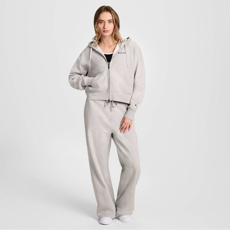 slide 3 of 7, Champion Women's Cropped Full Zip Fleece Hoodie - Light Gray Heather L, 1 ct