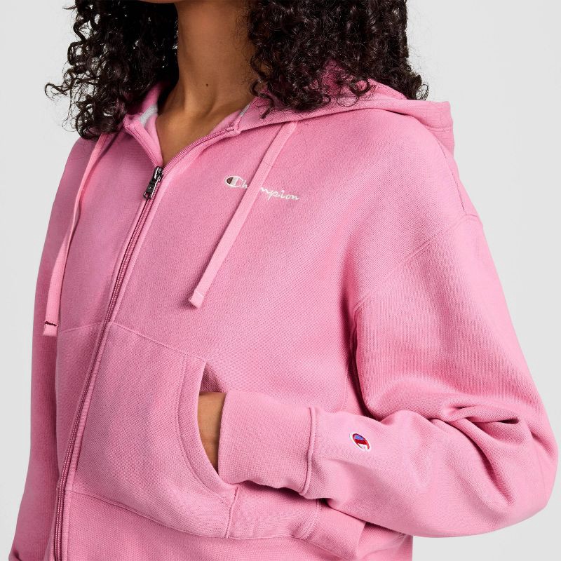slide 4 of 5, Champion Women's Cropped Fleece Zip-Up Sweatshirt - Pink S, 1 ct