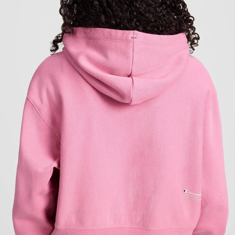 slide 5 of 5, Champion Women's Cropped Fleece Zip-Up Sweatshirt - Pink M, 1 ct