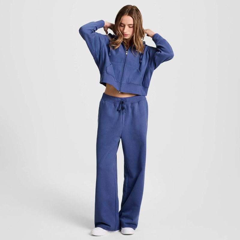 slide 3 of 7, Champion Women's High-Rise Fleece Wide Leg Sweatpants - Blue XS, 1 ct