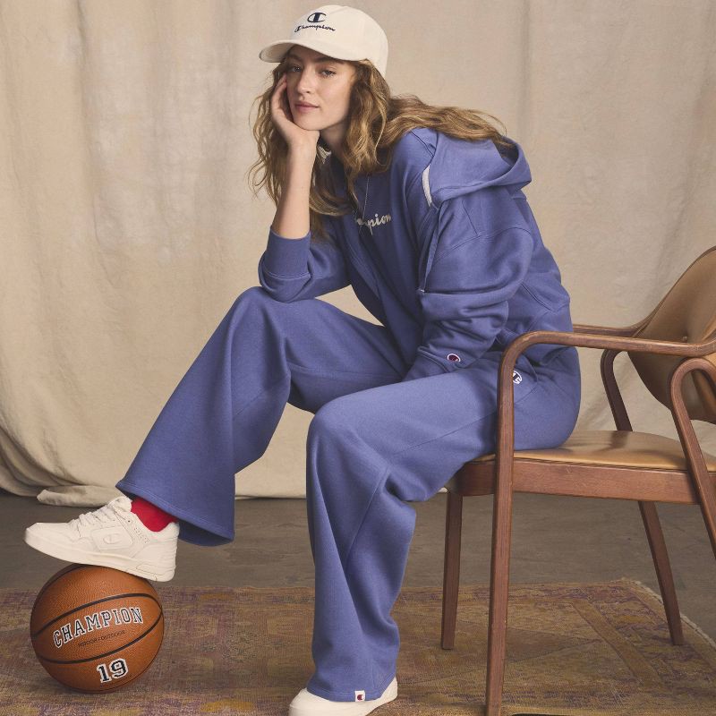 slide 6 of 7, Champion Women's High-Rise Fleece Wide Leg Sweatpants - Blue XS, 1 ct